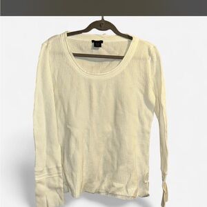 Calvin Klein Jeans Ivory Long Sleeve Ribbed Tee